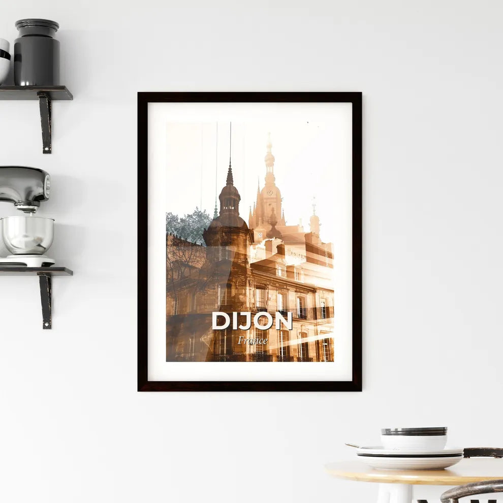 Dijon Skyline Double Exposure Composite Art Poster Framed Print