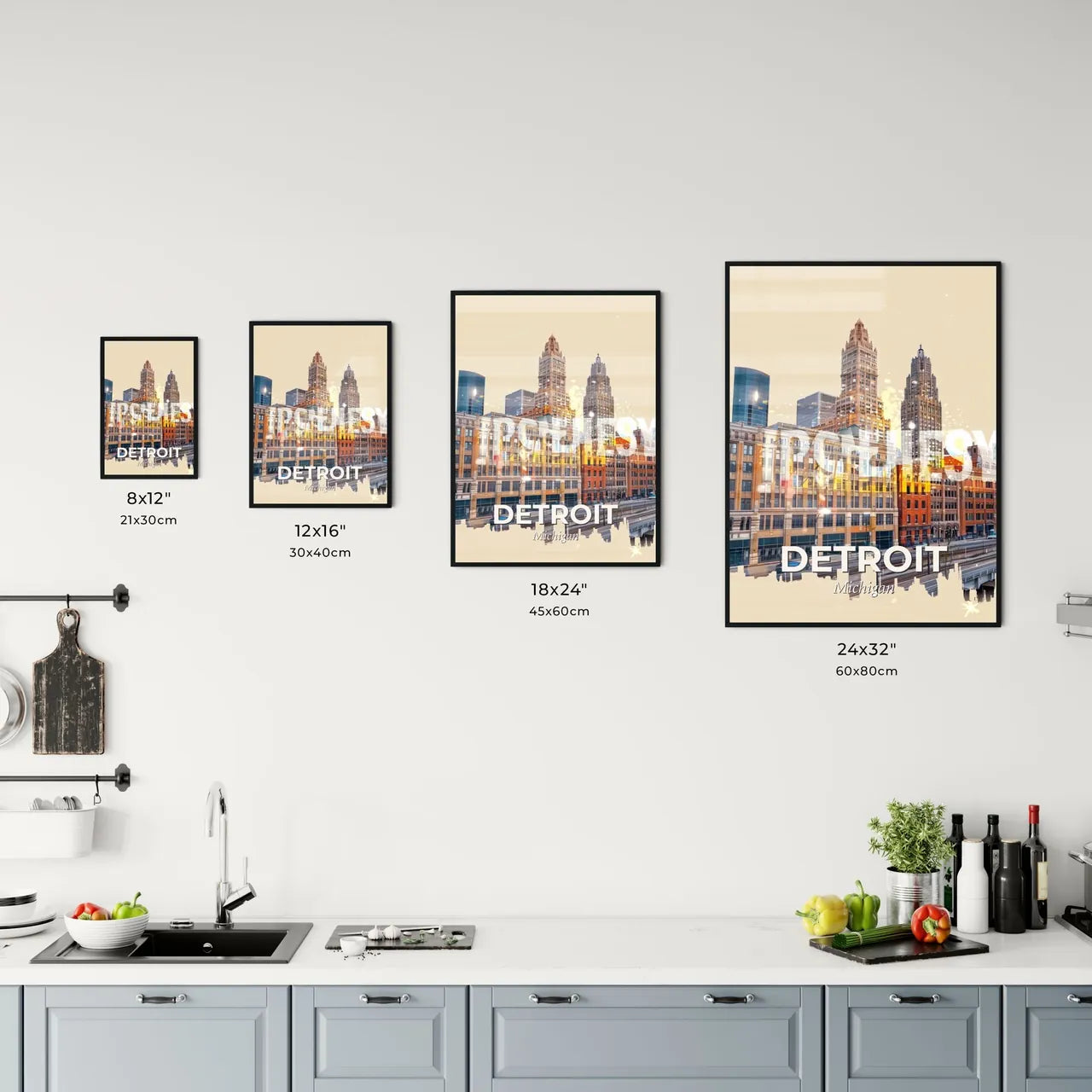 Detroit Skyline Cityscape Double Exposure Dreamscape Office Art