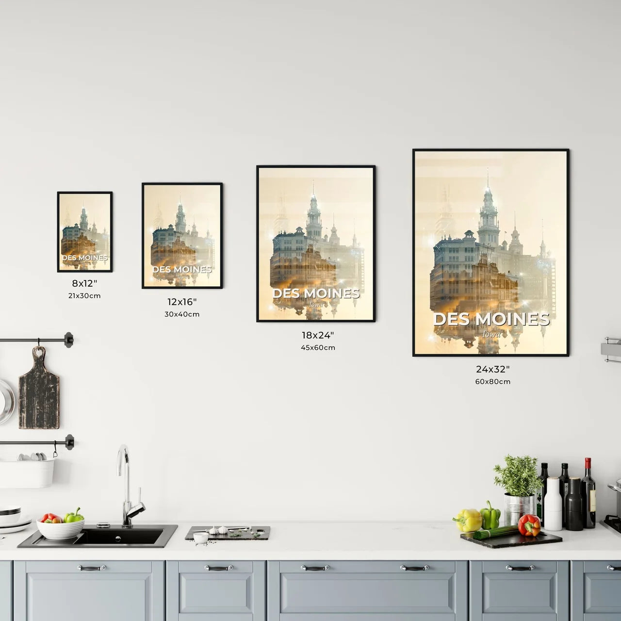 Des Moines Skyline Double Exposure Art Office Art