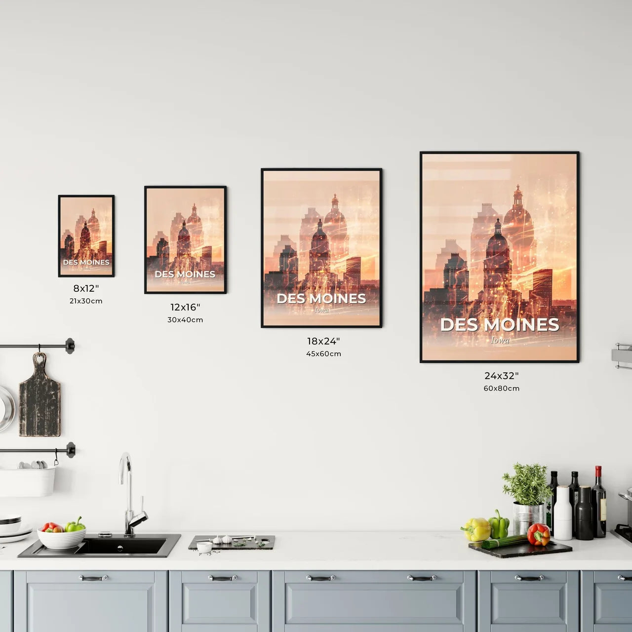 Des Moines Cityscape Embraced by Subtle Dreamscapes Office Art