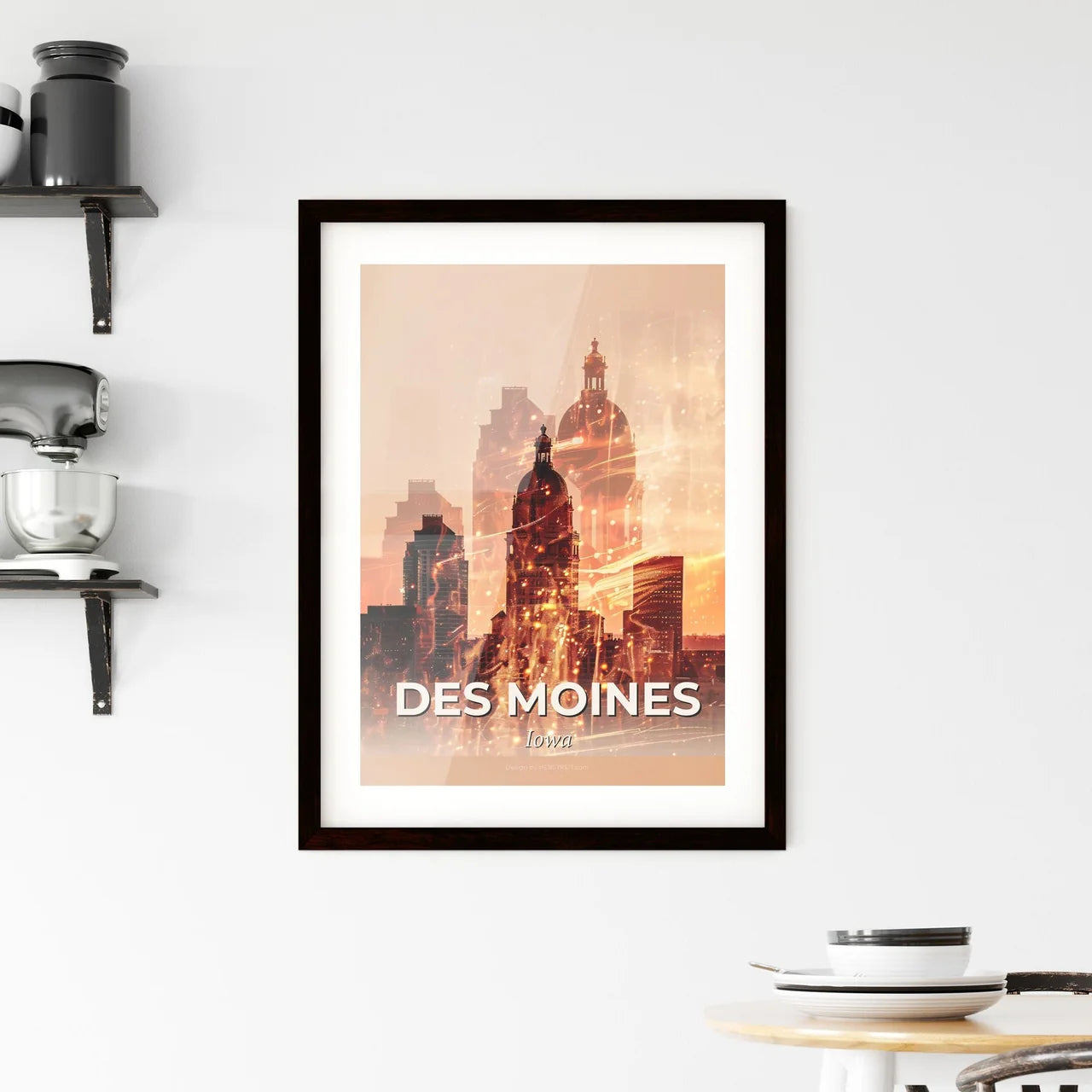 Des Moines Cityscape Embraced by Subtle Dreamscapes Framed Print