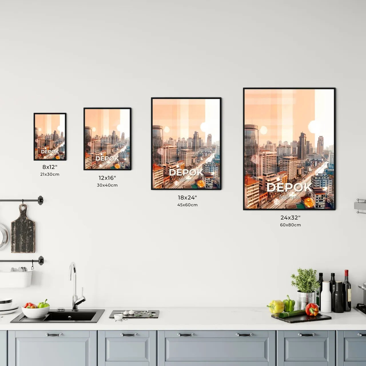 Depok Skyline Art Poster with City Icons Office Art