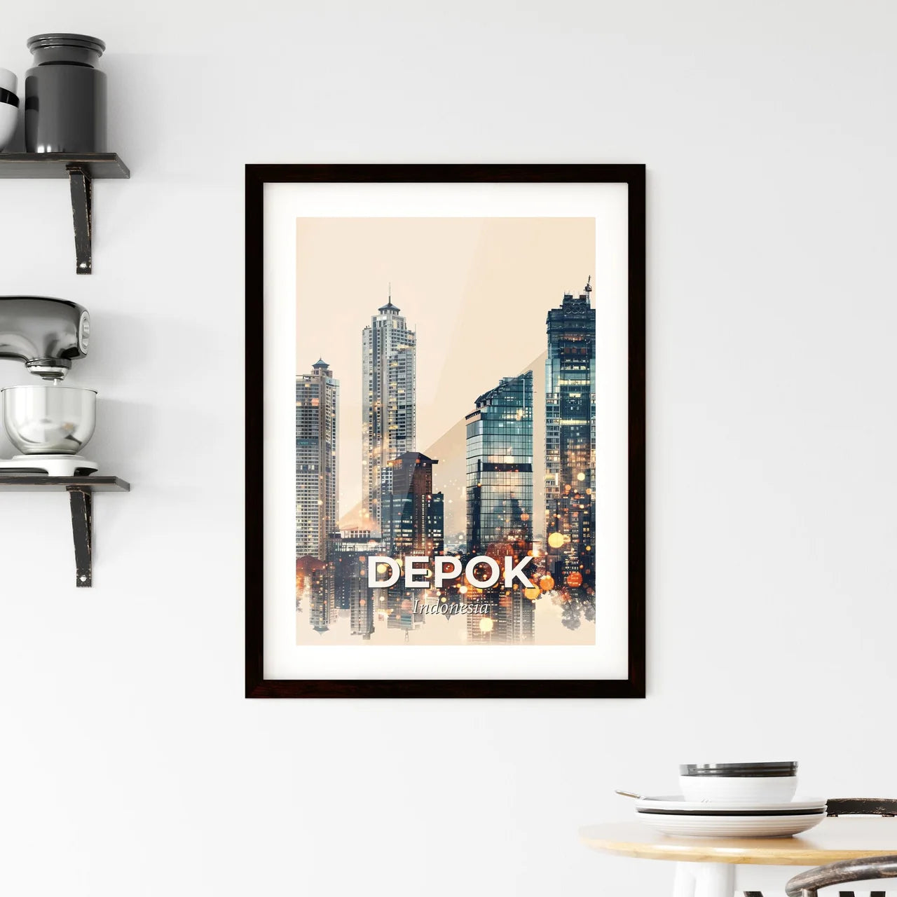 Depok Double Exposure Composite Poster Framed Print