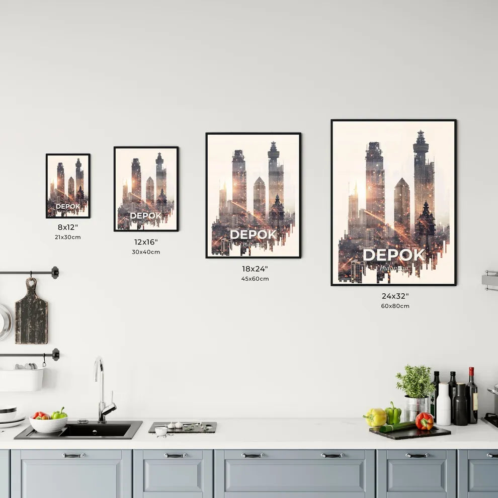 Depok Skyline Double Exposure City Artwork Office Art