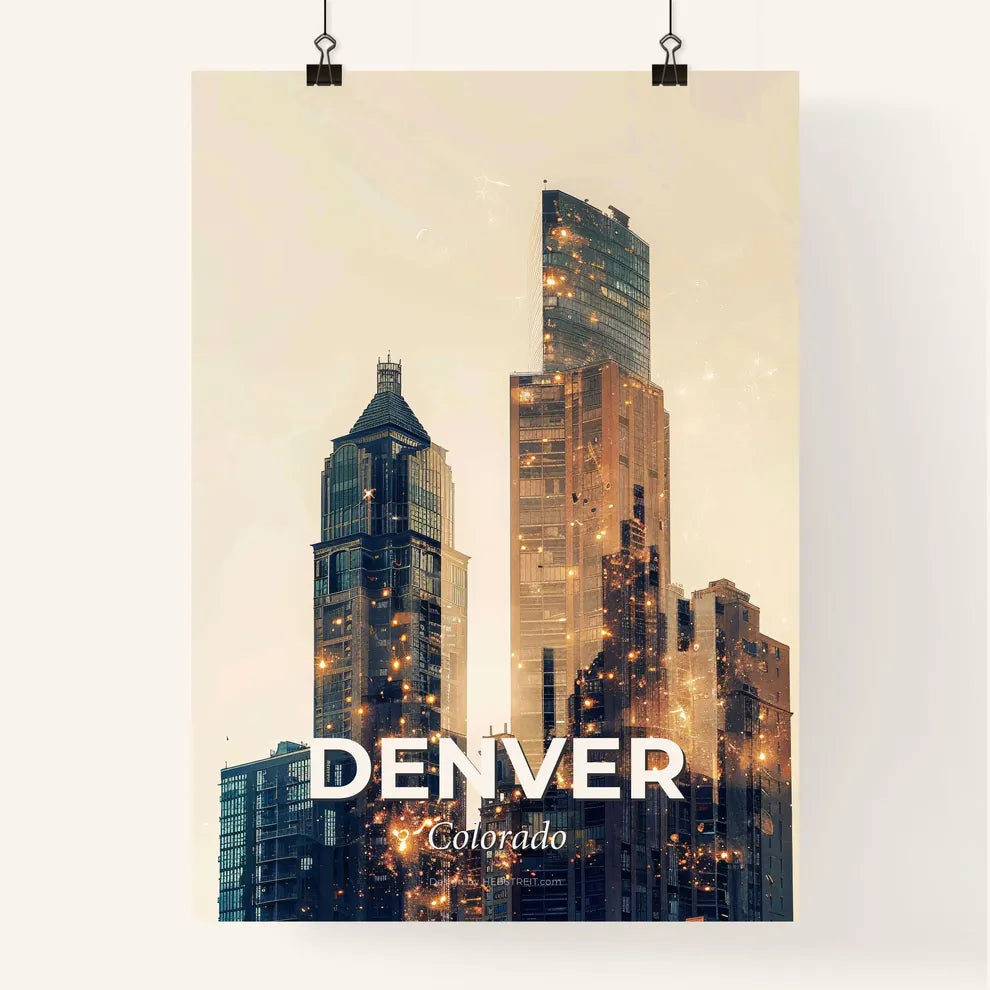 Denver City Skyline Composite Art Poster Poster