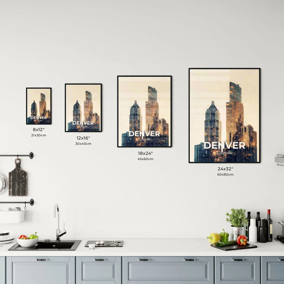 Denver City Skyline Composite Art Poster Office Art