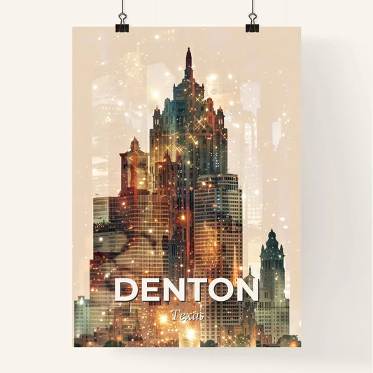 Denton Skyline Double Exposure Poster Art Poster