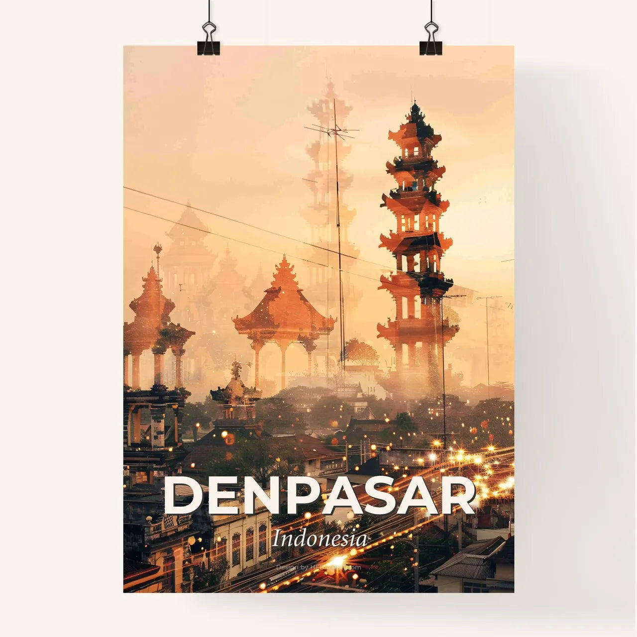 Denpasar Skyline Composite Art Poster Poster