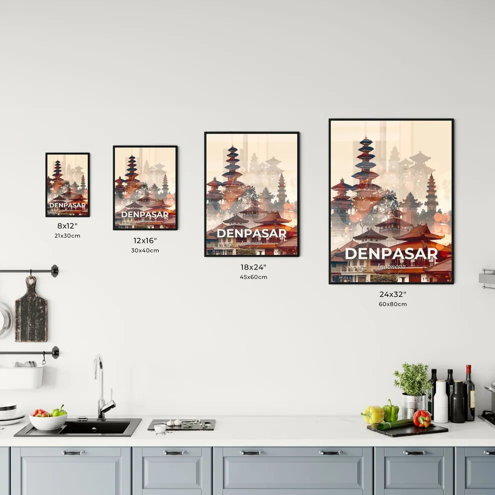 Denpasar City Skyline Composite Art Poster Office Art