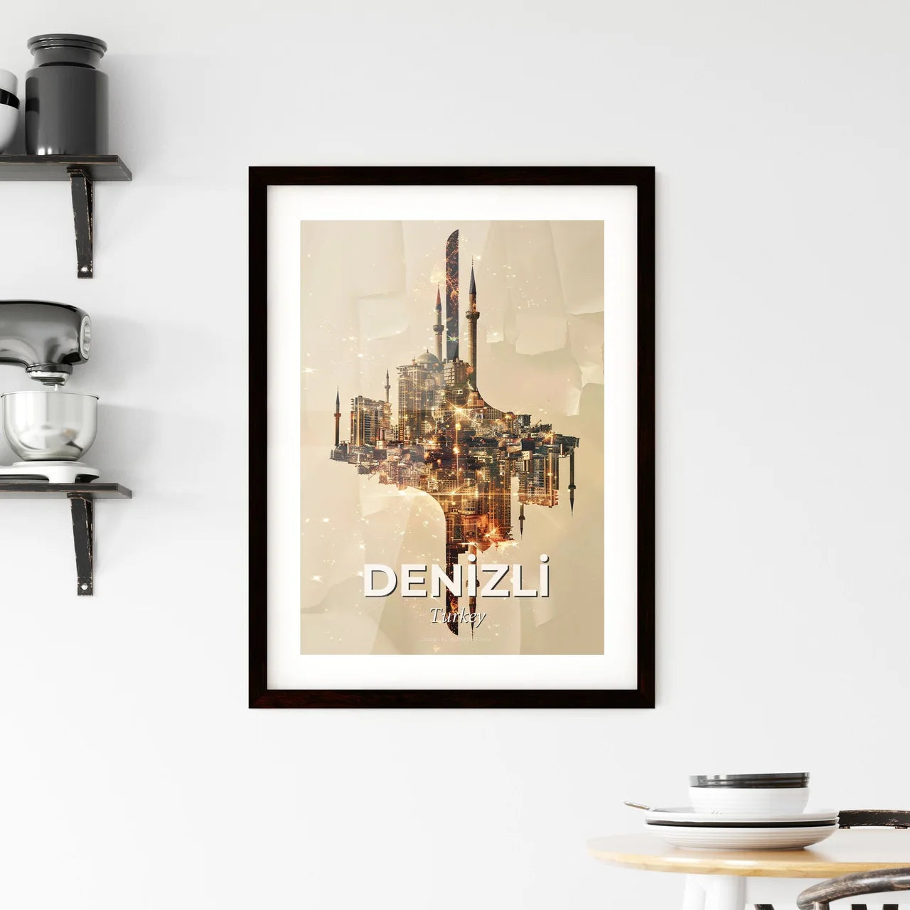 Denizli Skyline Local Architecture Art Poster Framed Print