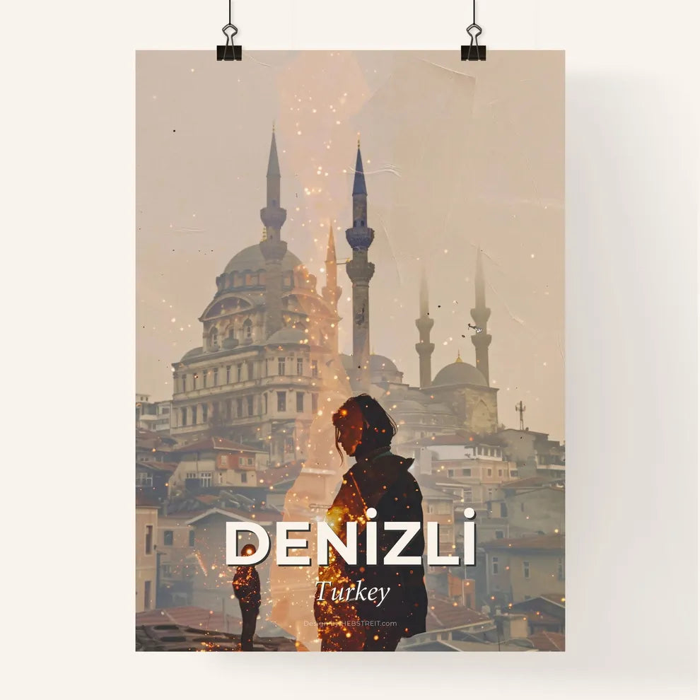 Denizli City Skyline Composite Artwork Majestic Local Colors Poster