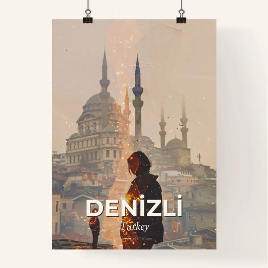 Denizli City Skyline Composite Artwork Majestic Local Colors Poster