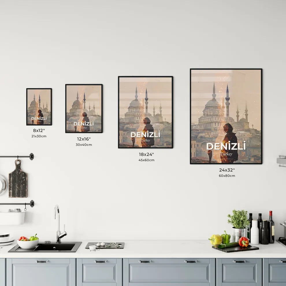 Denizli City Skyline Composite Artwork Majestic Local Colors Office Art