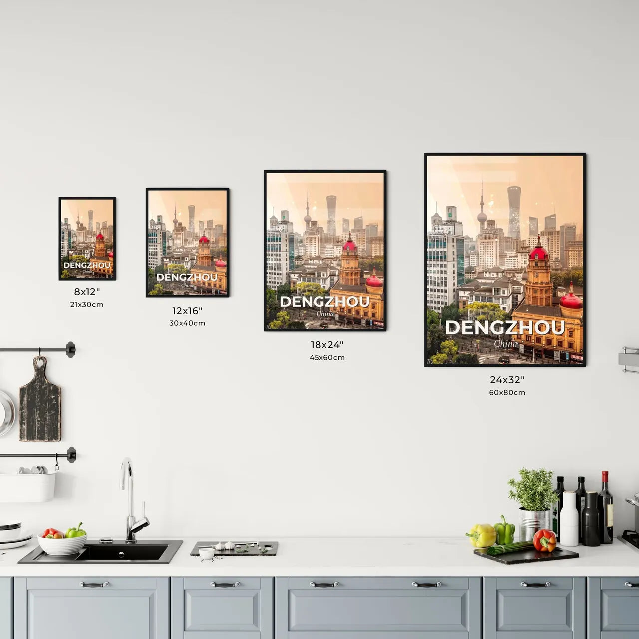Dengzhou Skyline Icons Composite Art Print Office Art