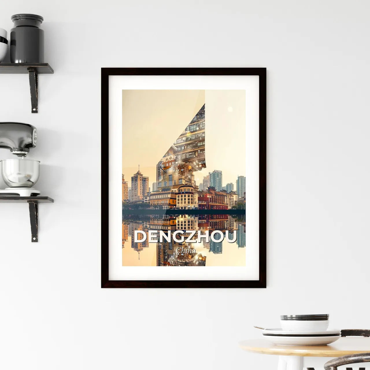 Dengzhou, China: Double Exposure City Dreamscape Framed Print