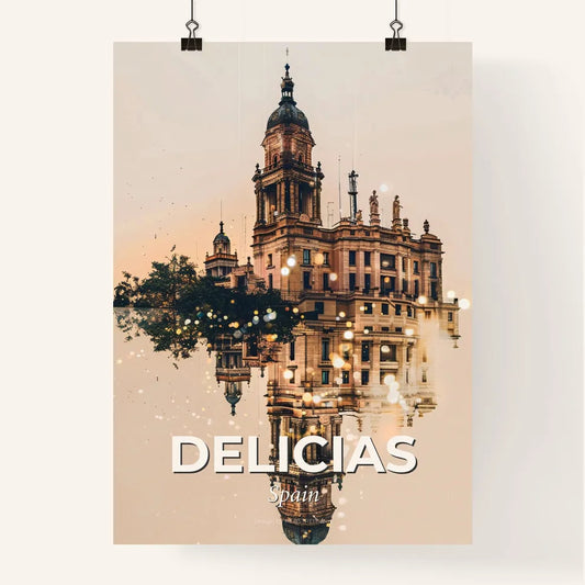 Delicias Skyline: Local Icons, Bright Beige Paper Poster