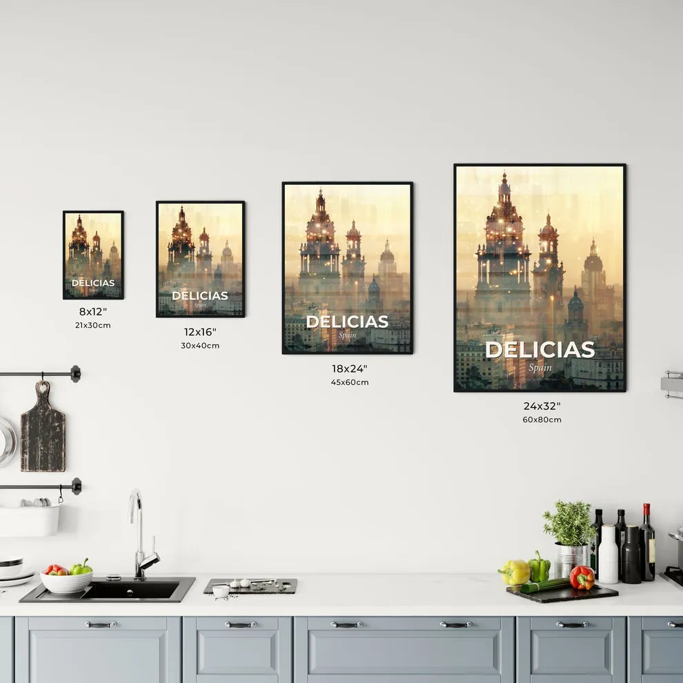 Delicias City Skyline Dreamy Double Exposure Poster Office Art