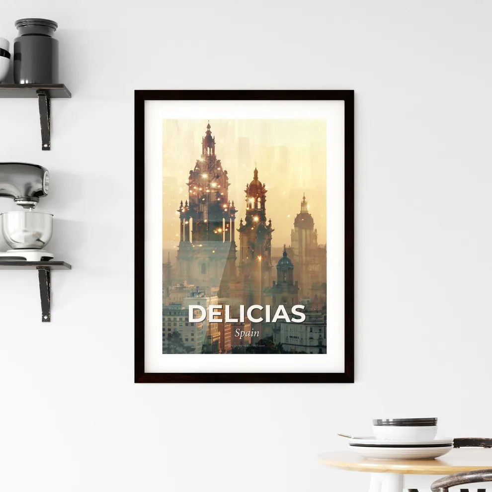 Delicias City Skyline Dreamy Double Exposure Poster Framed Print