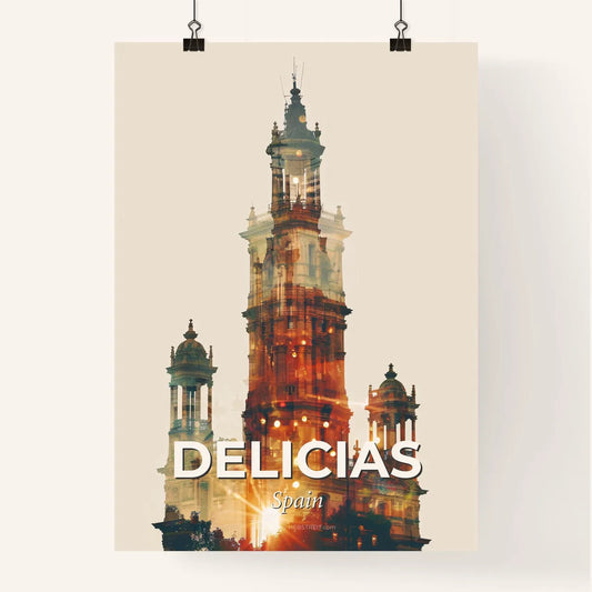 Delicias Skyline Cityscape Art Deco Poster Poster