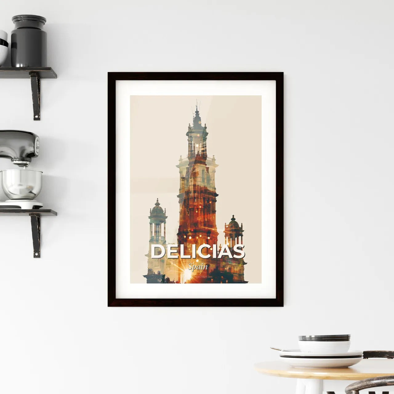 Delicias Skyline Cityscape Art Deco Poster Framed Print