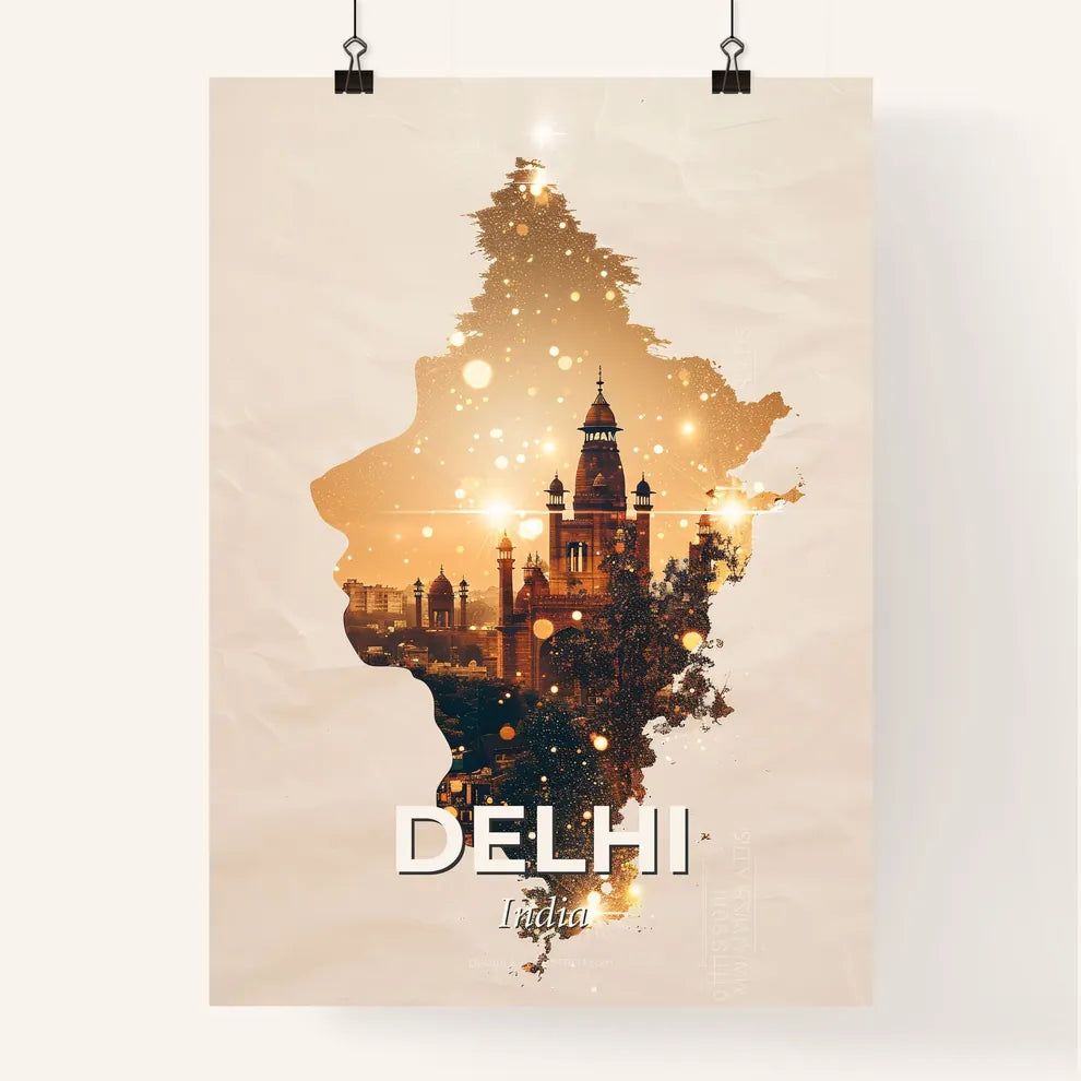 Delhi Skyline Double Exposure Composite Art Poster