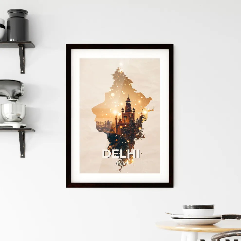 Delhi Skyline Double Exposure Composite Art Framed Print