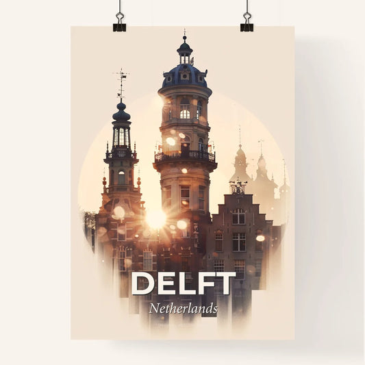 Delft City Skyline Art Poster