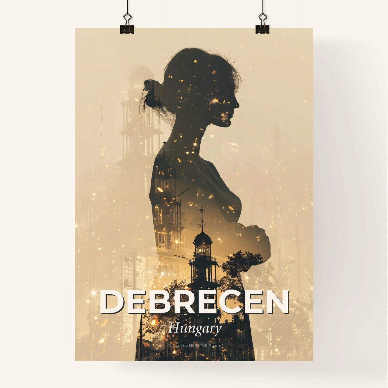 Debrecen City Skyline Silhouette Poster Print Poster