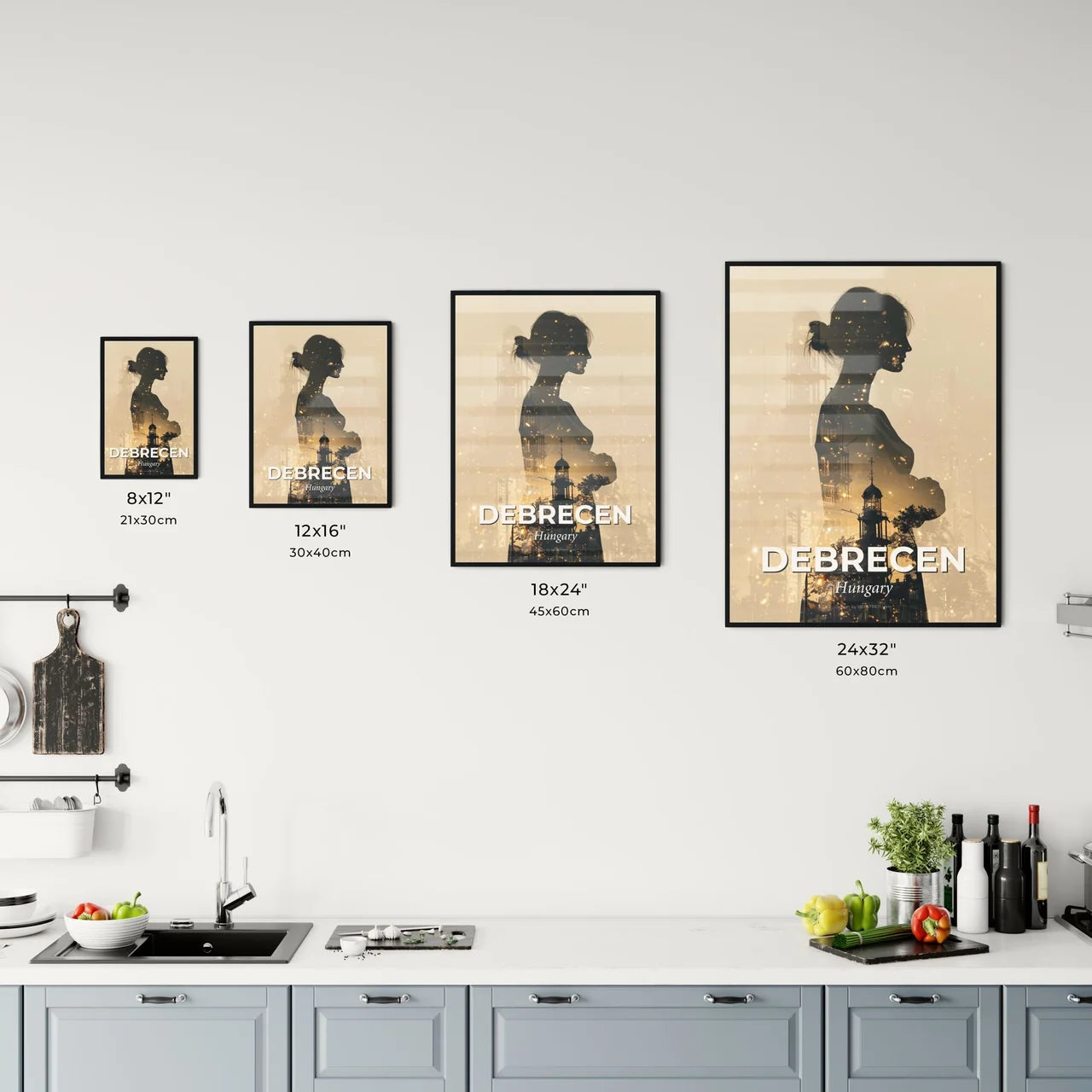 Debrecen City Skyline Silhouette Poster Print Office Art