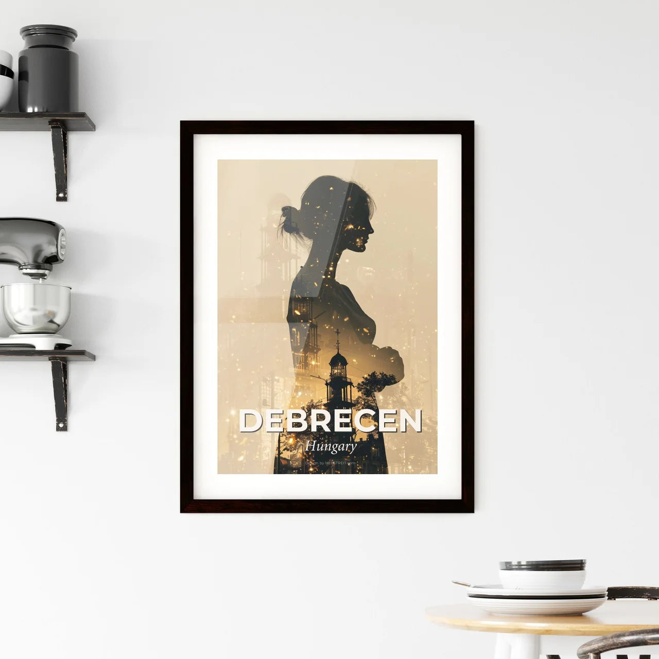 Debrecen City Skyline Silhouette Poster Print Framed Print