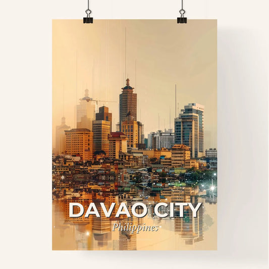 Davao City Skyline Double Exposure Poster