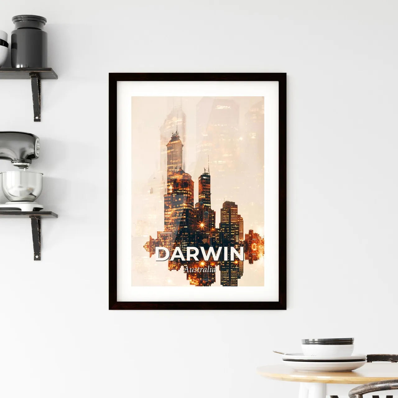 Darwin Sky Composite Skyline Poster Design Framed Print
