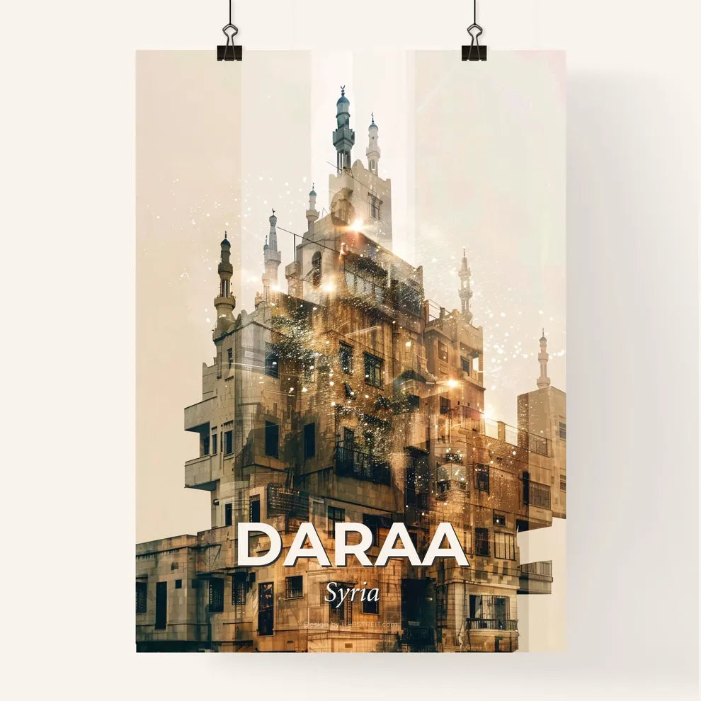 Daraa Skyline Double Exposure Composite Poster