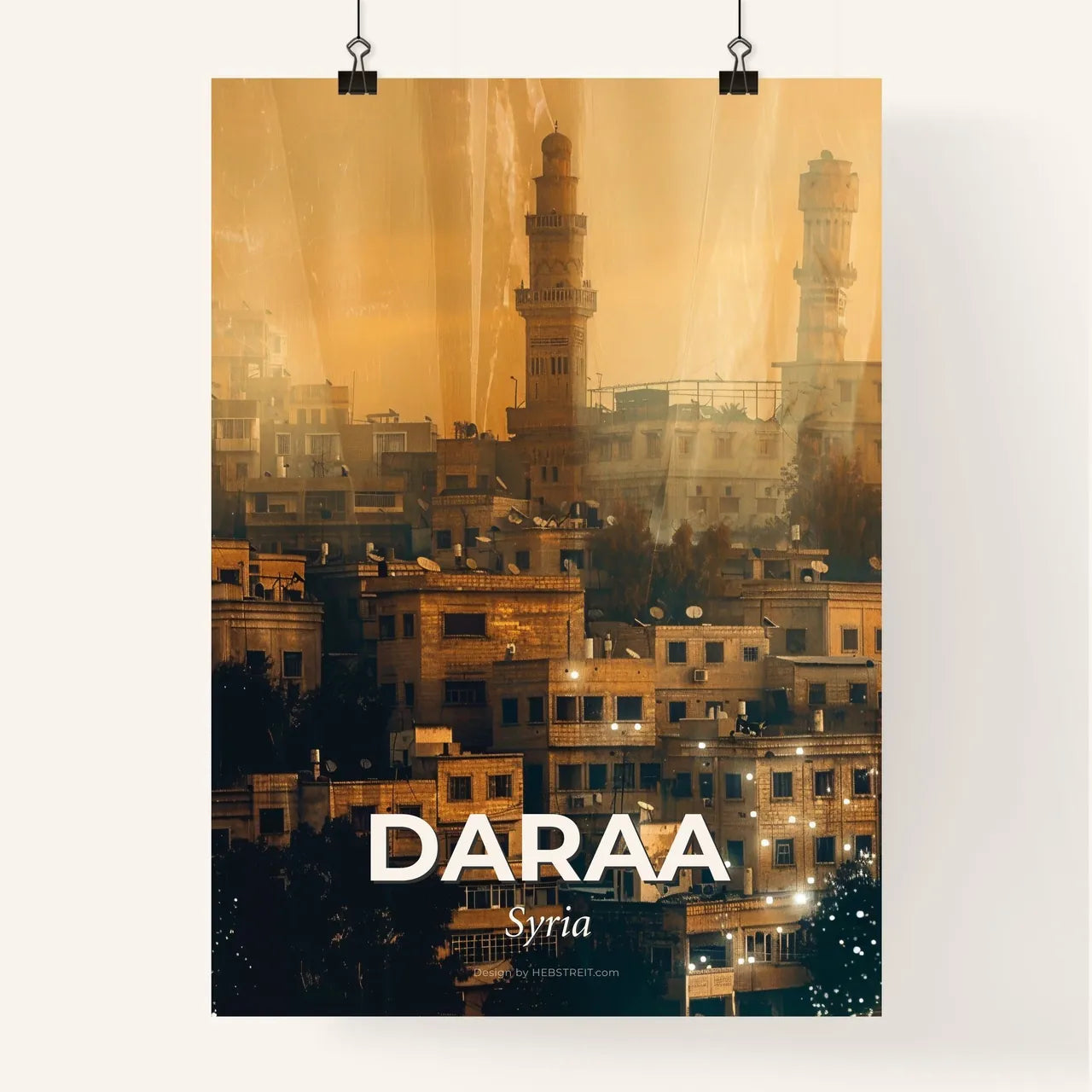 Daraa, Syria: City Skyline Composite Art Poster