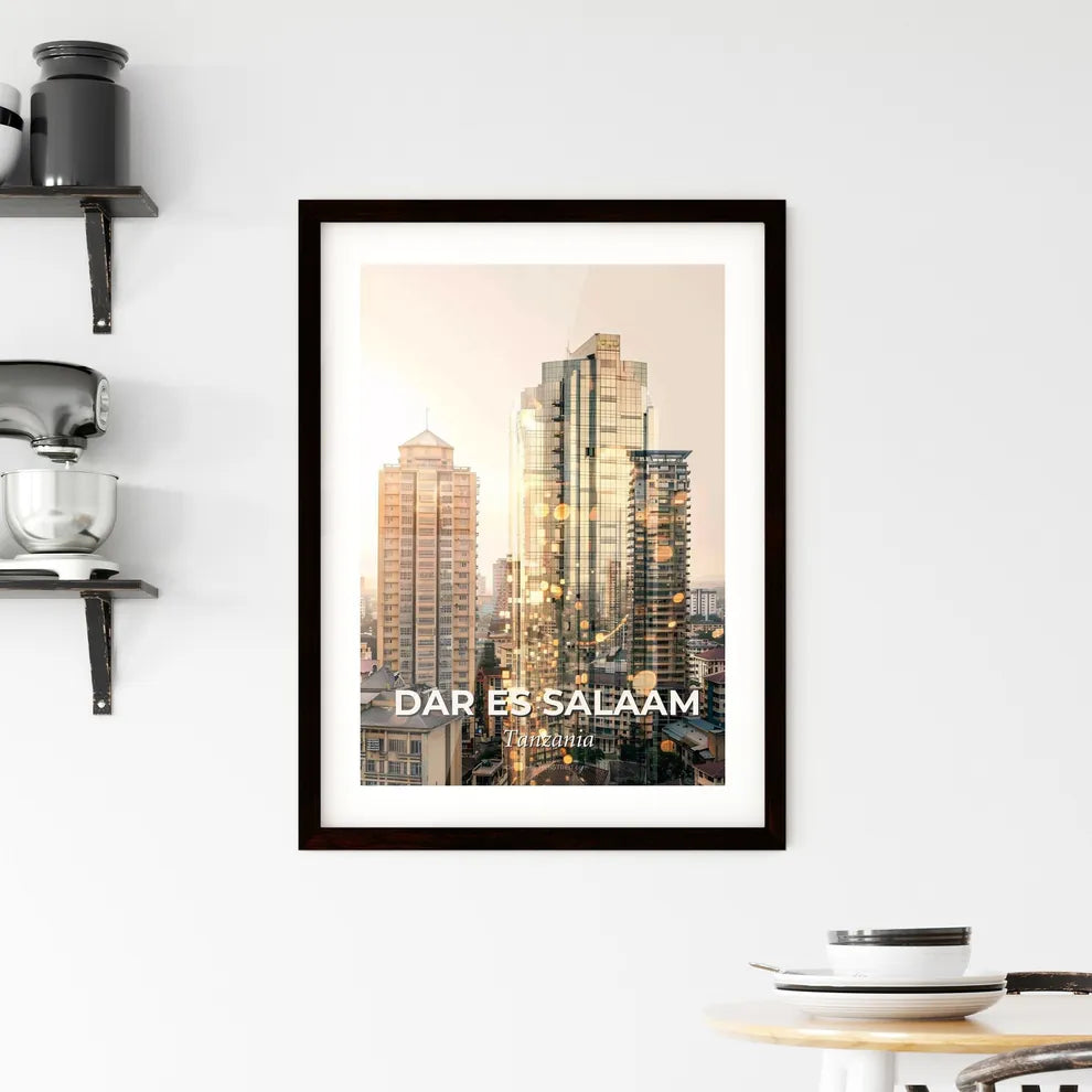 Dar es Salaam Skyline Sparkle Art Poster Framed Print