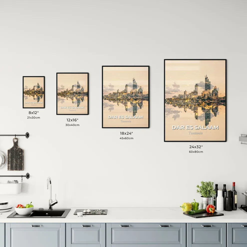 Dar es Salaam Skyline Beige Poster Office Art
