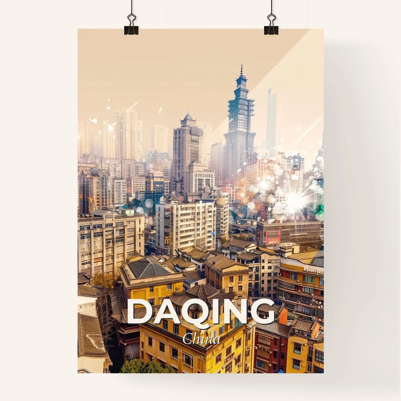Daqing Skyline Double Exposure Composite Art Poster
