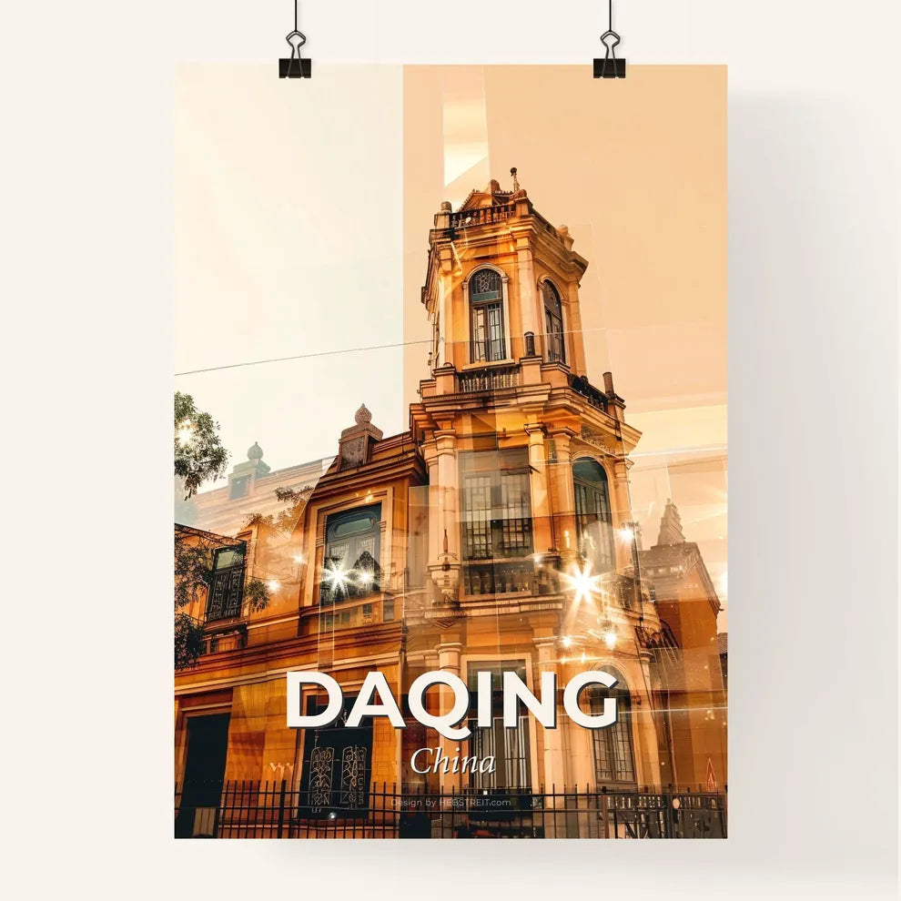 Daqing Skyline Double Exposure Architectural Composite Poster