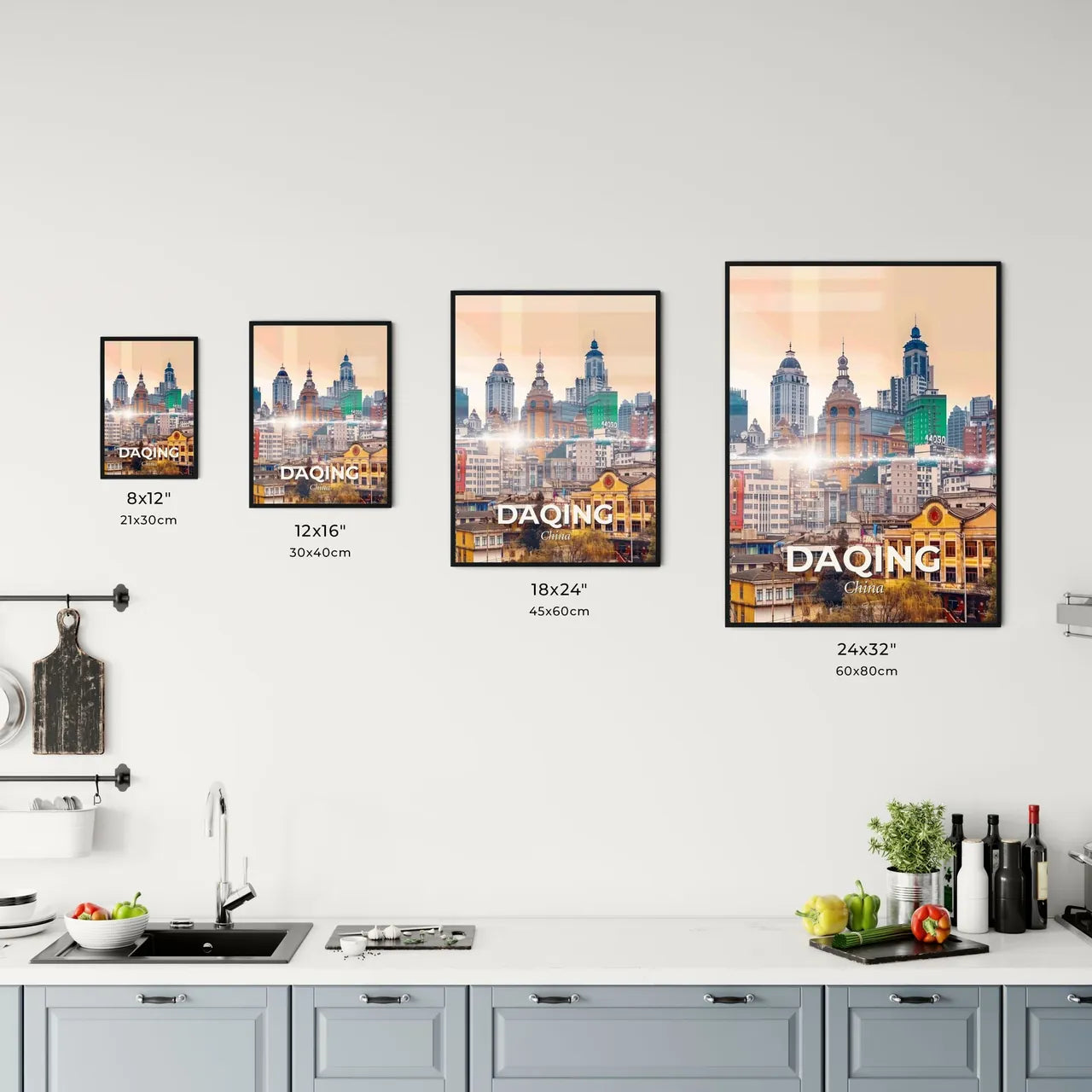 Daqing City Skyline Landmarks Composite Poster Office Art