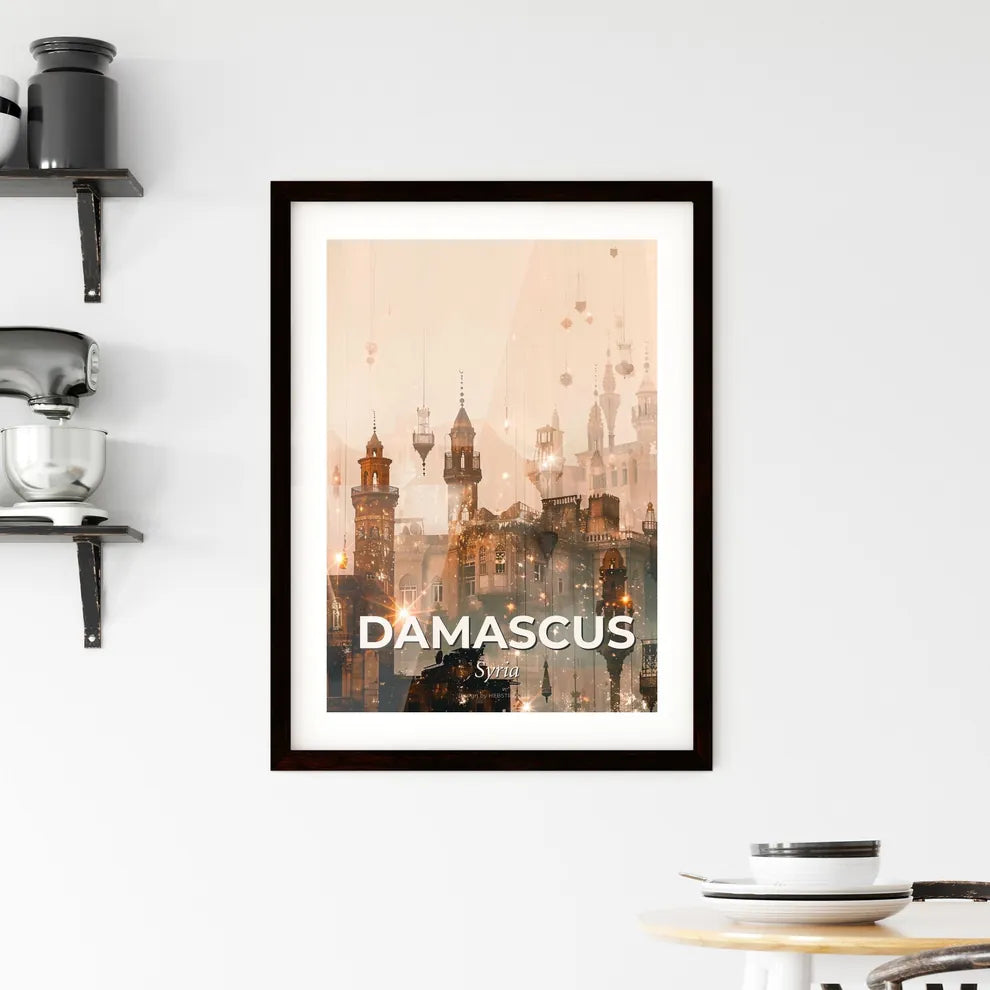 Damascus Skyline: Eastern Lights and Sparkles Framed Print