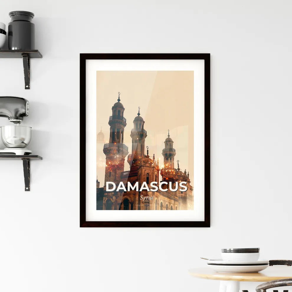 Damascus Skyline Double Exposure Poster Art Framed Print