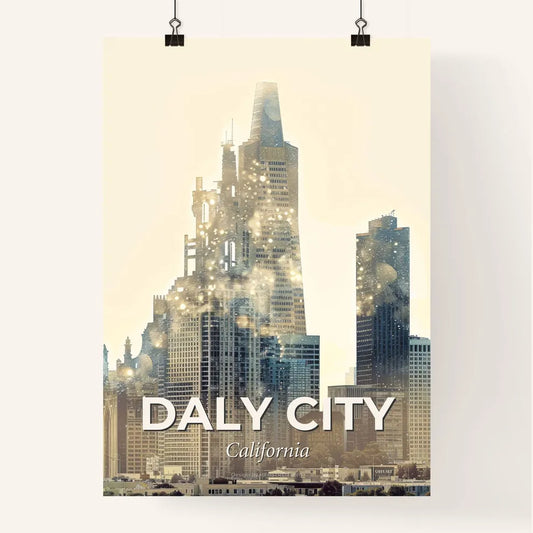 Daly City Skyline Double Exposure Art Print Poster