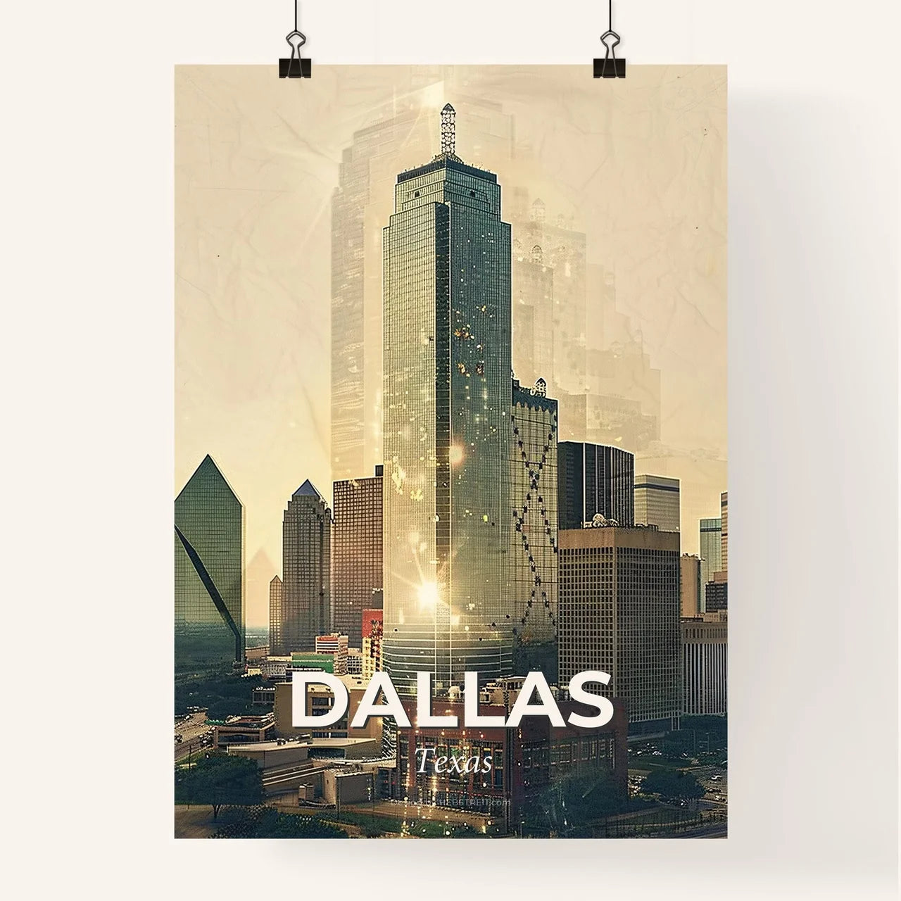 Dallas Skyline Mosaic Art Masterpiece Poster