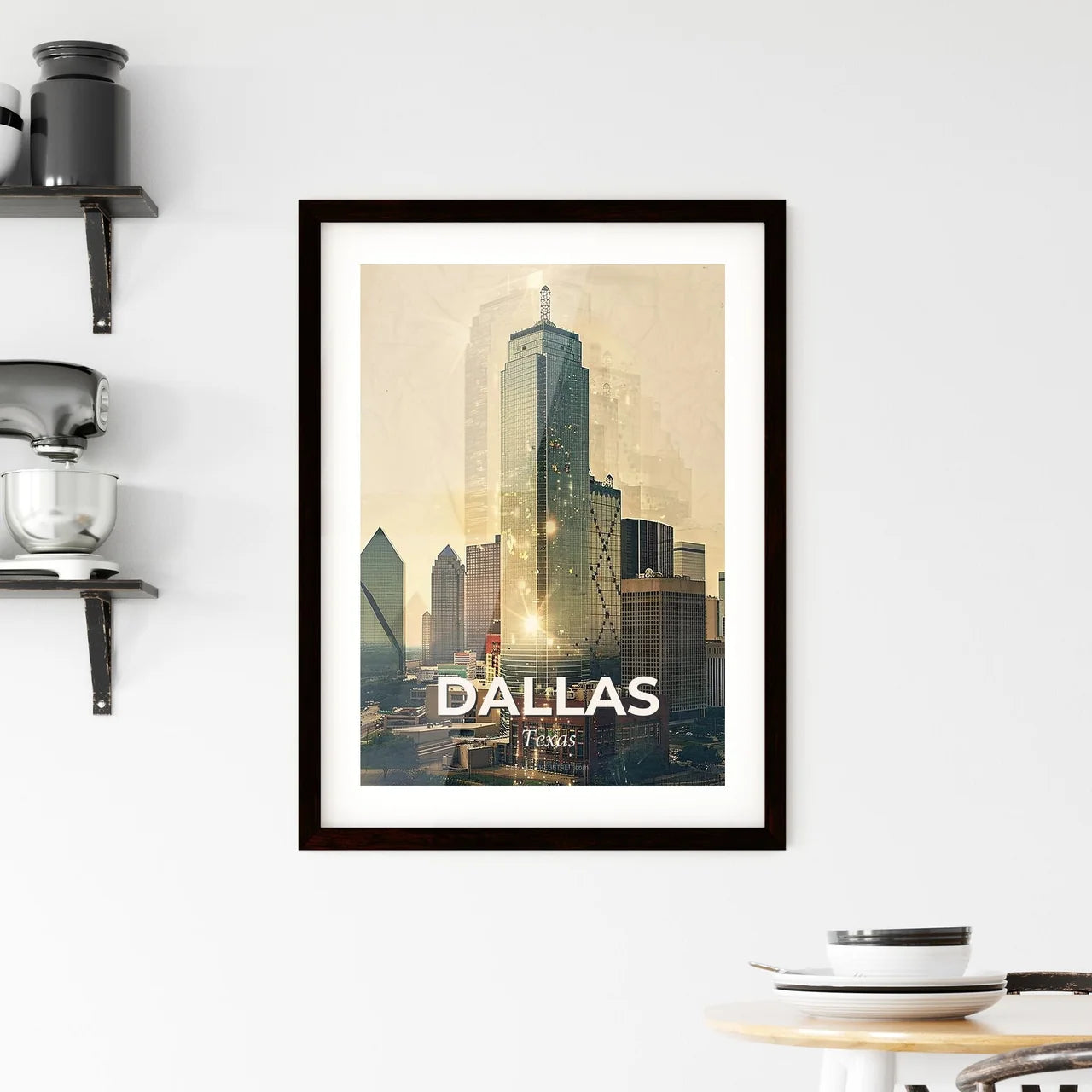 Dallas Skyline Mosaic Art Masterpiece Framed Print