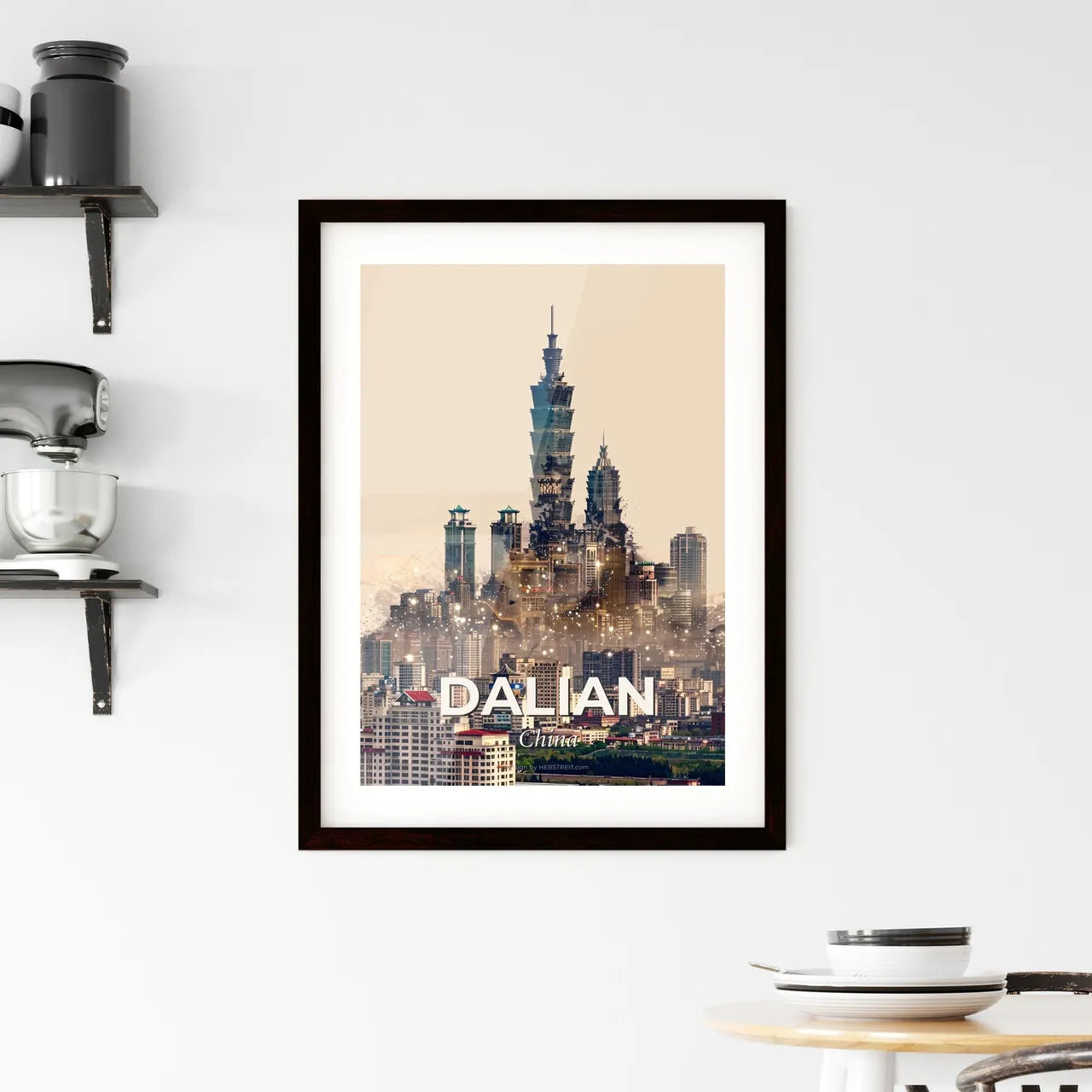Dalian, China: Double Exposure Skyline Splendor Framed Print