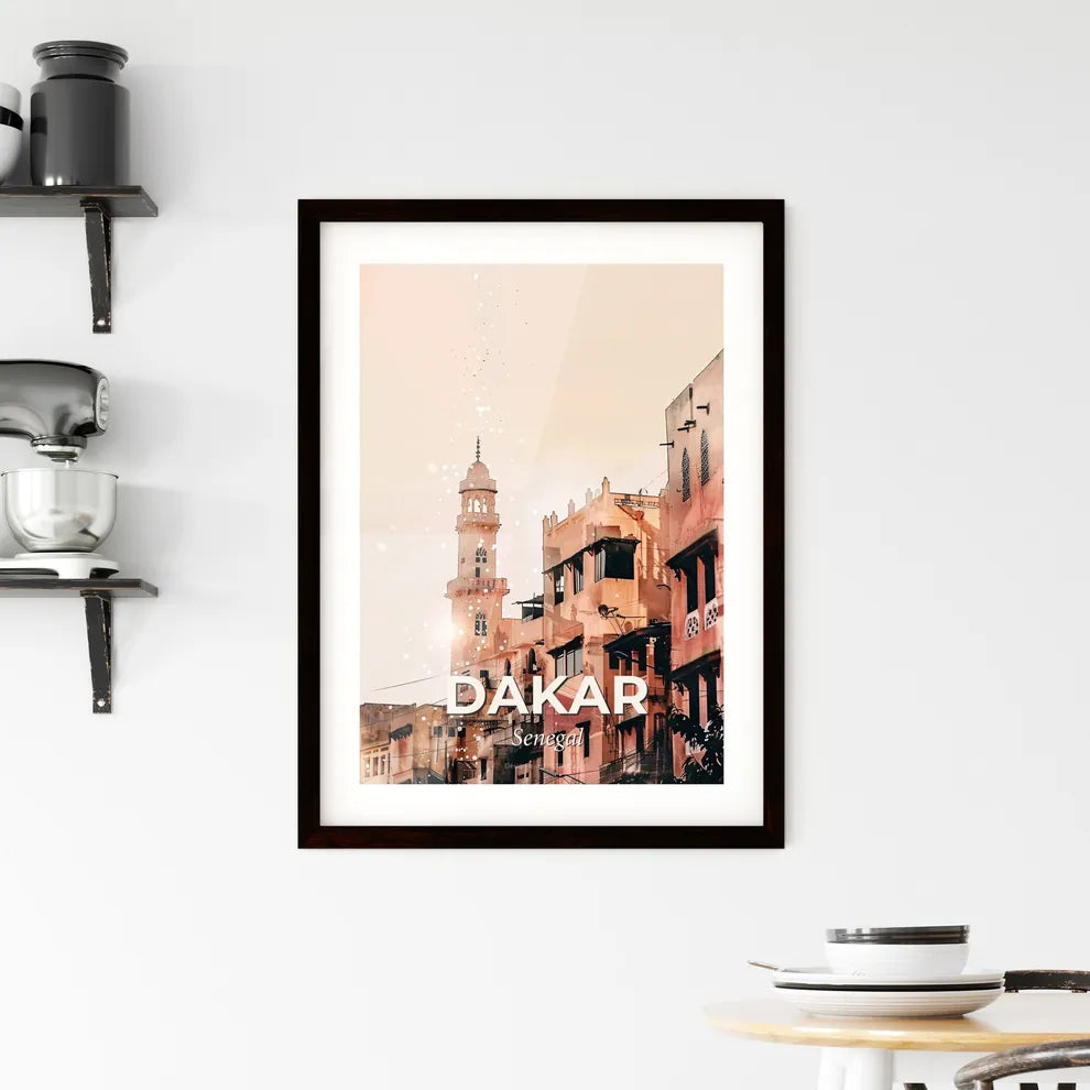 Dakar Senegal Skyline Architectural Icons Poster Framed Print