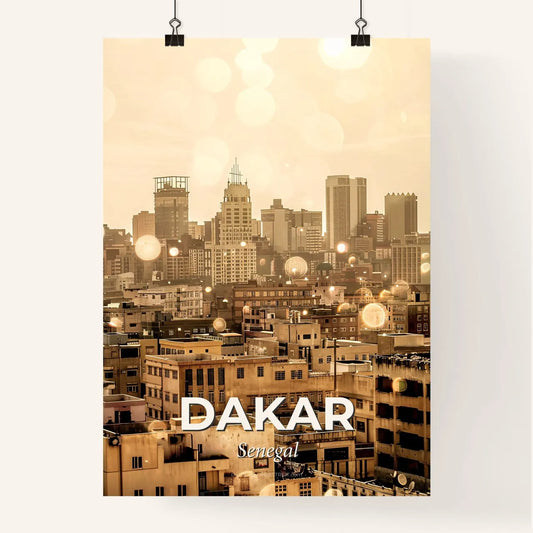 Dakar Skyline Composite Art Poster, Beige Background, Sparkles Poster