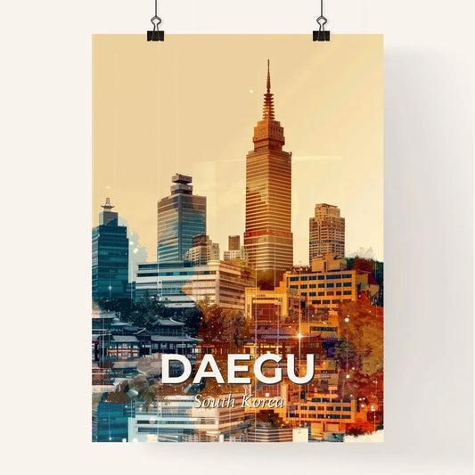 Daegu Skyline Cityscape Art Glowing Textures Poster