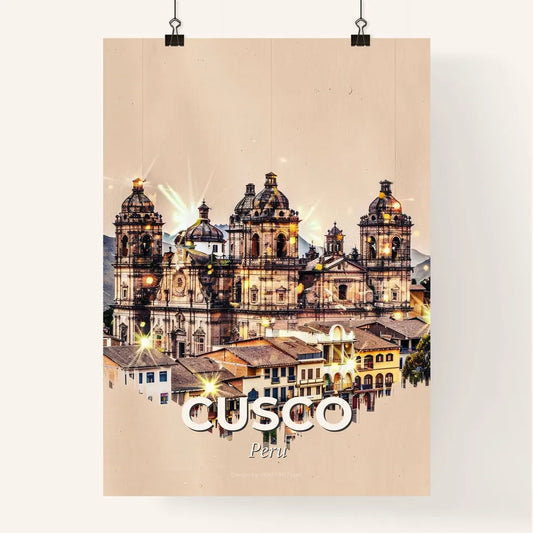 Cusco Skyline Composite Art Poster: Iconic Cityscape with Sparks Poster