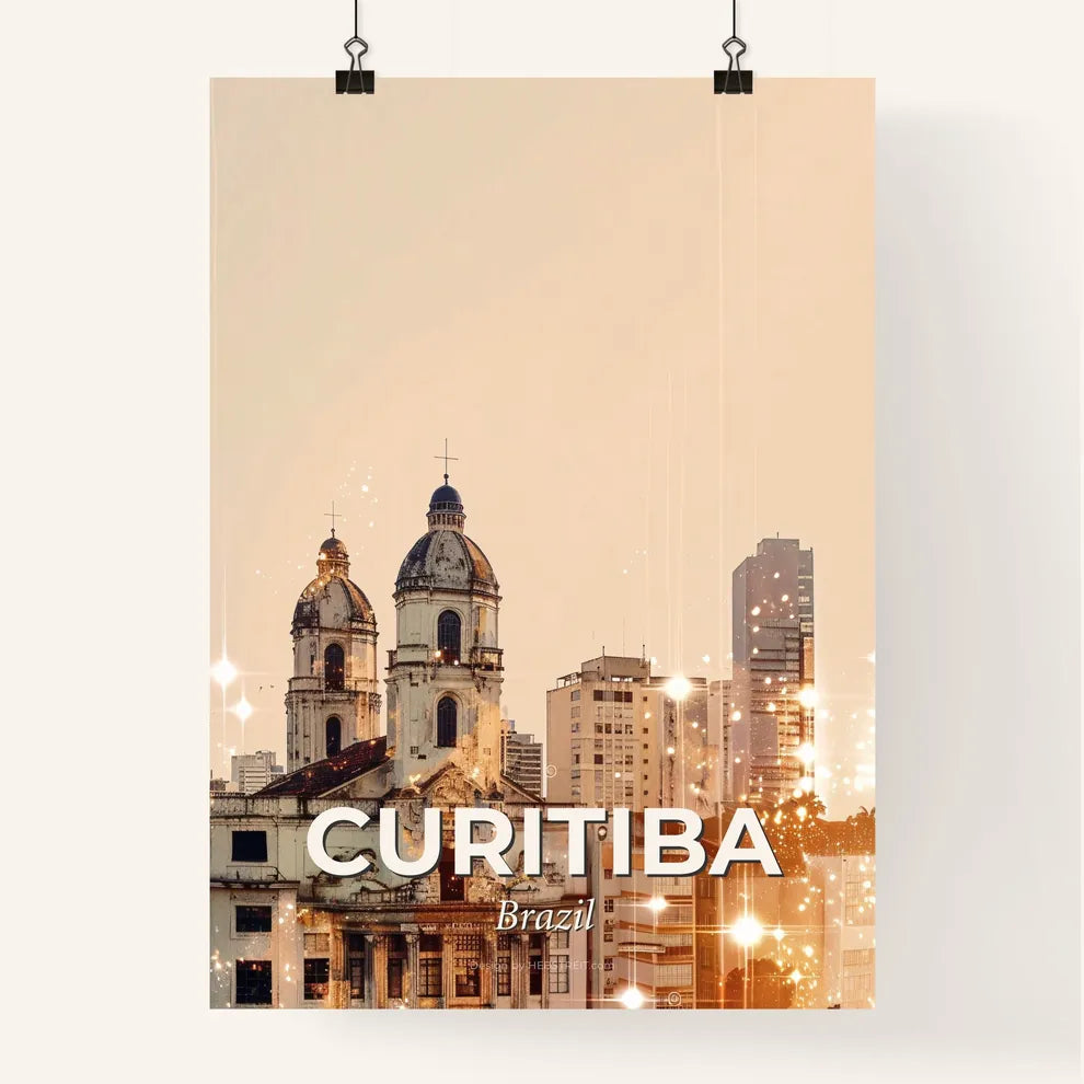 Curitiba City Skyline Nightlights Poster Poster